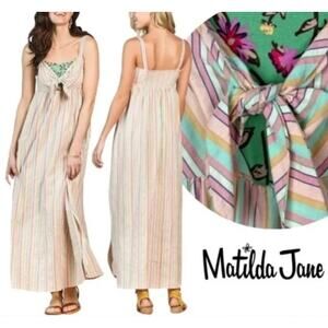 NWT MATILDA JANE S Striped “No Baggage” Maxi Dress Spring Summer Sundress New